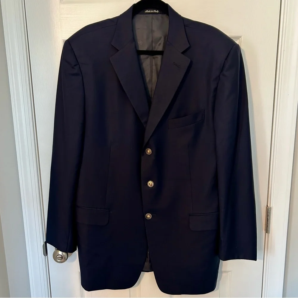 Pal Zileri Navy Three Gold Button Sport Coat 58L